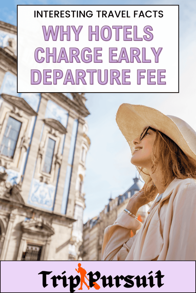 An early departure fee is a fee charged for checking out before the scheduled time. Many people try to take advantage of long-term booking. This fee stops that. But you don’t have to pay this fee if you prepaid for the nights earlier. Letting the hotel know beforehand might help you avoid this fee.