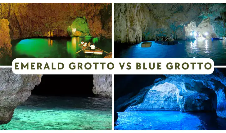 The featured image of article shows a photo collage of Emerald Grotto and Blue Grotto