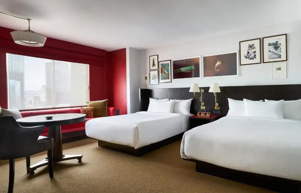 Park MGM twin bed-room is shown in the picture while comparing it vs Nomad hotel