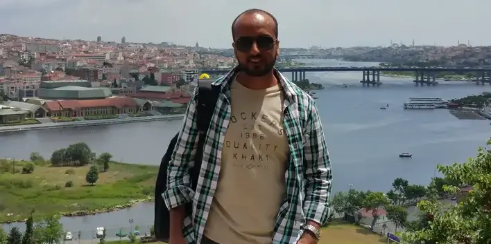 Imran satti at Istanbul, turkey and posing in front of Bosphorus strait