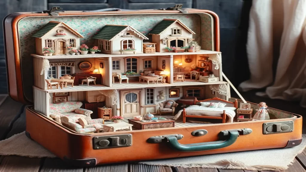 a suitcase turned into a beautiful doll house