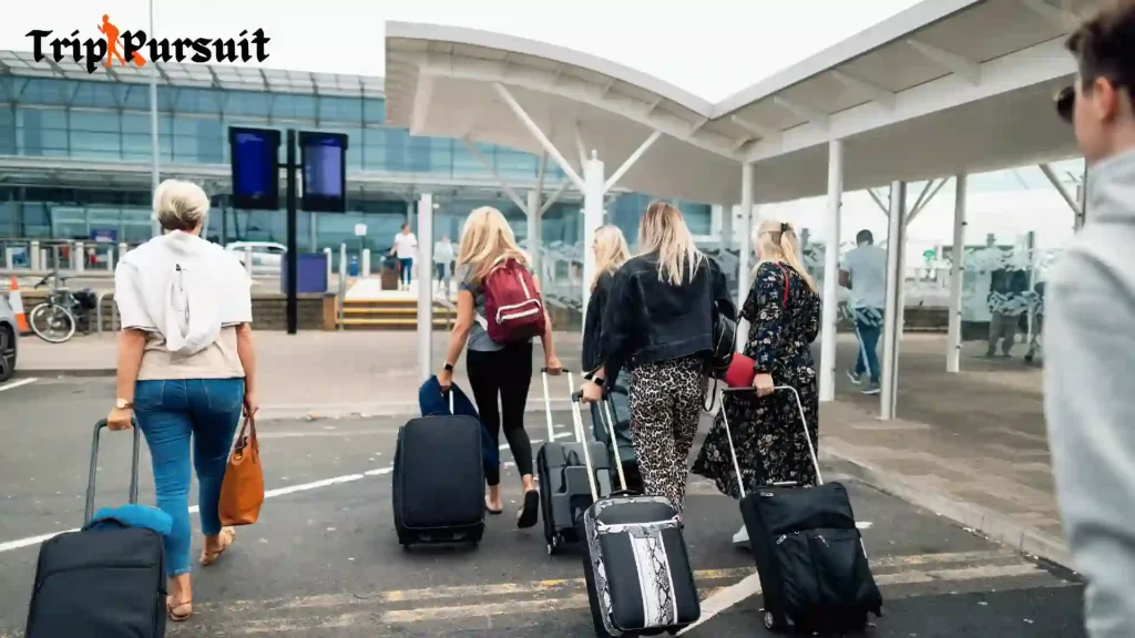 A group of travellers going to airport. Collette tours vs tauck tours