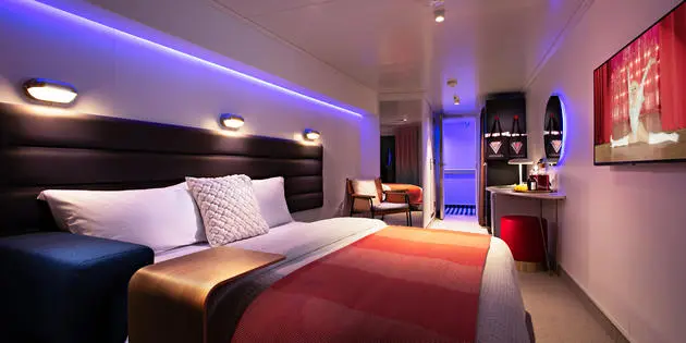 A standard cabin on scarlet lady cruise ship. 